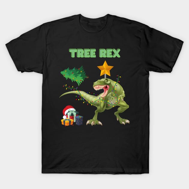 Tree Rex, Tree Rex Christmas, Dinosaur Christmas, Christmas Dinosaur, Dinosaur Lover, Dinosaur Gift Idea, T Rex Christmas, Dinosaur Xmas, Funny Dinosaur Christmas T-Shirt by DESIGN SPOTLIGHT